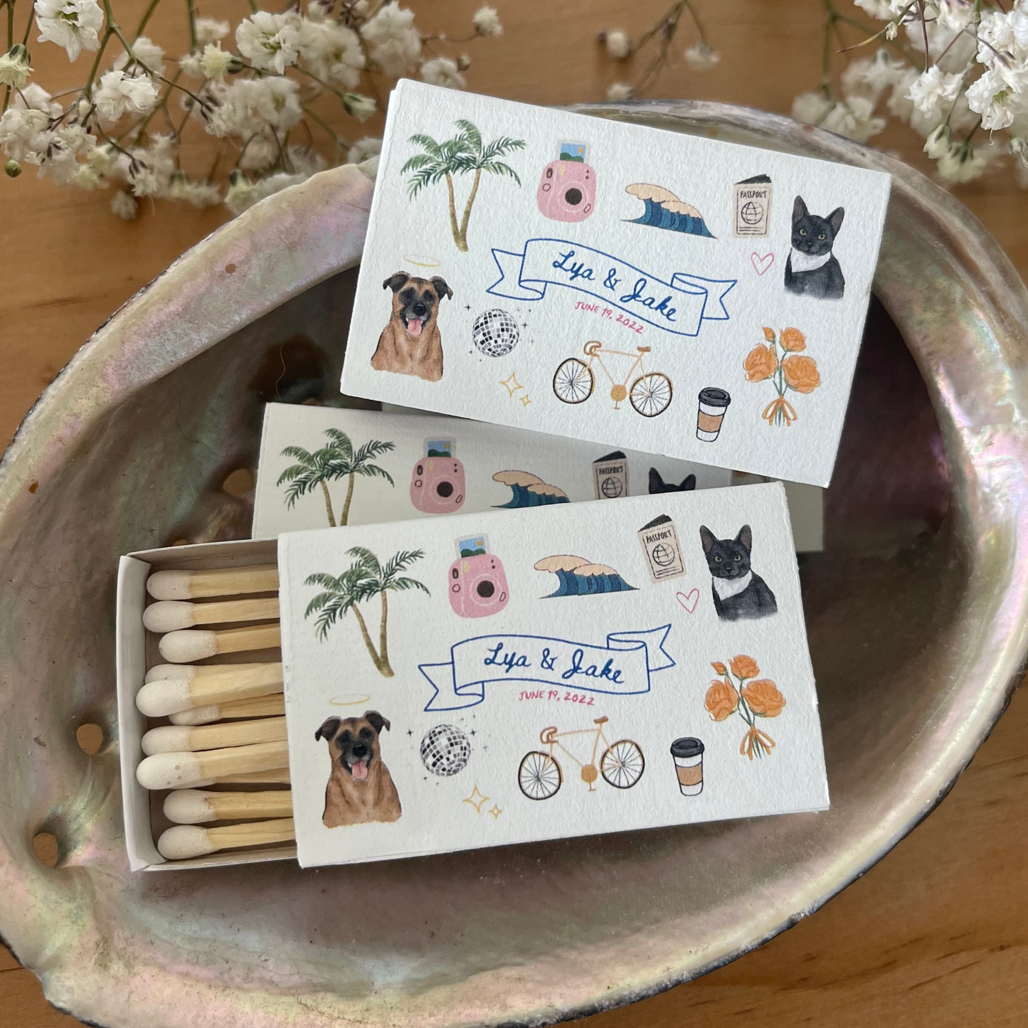 Custom Color Doodle Pet Portrait Matchboxes