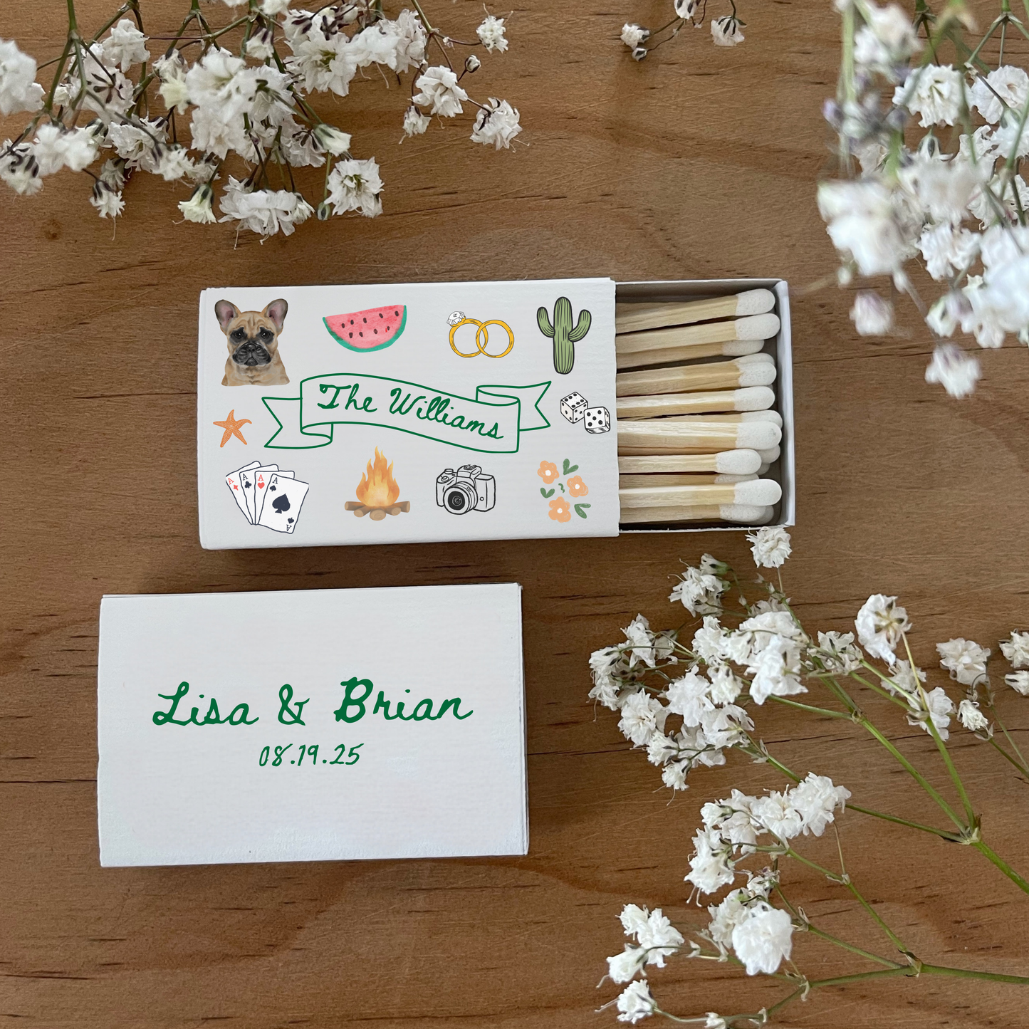 Custom Color Doodle Pet Portrait Matchboxes