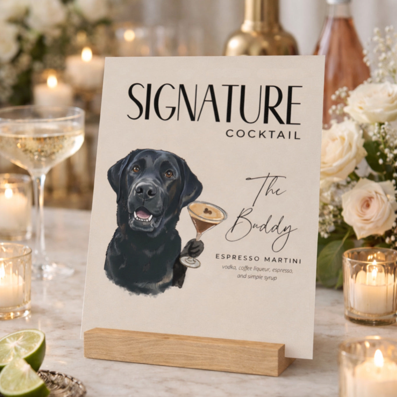 Custom Pet Portrait Signature Cocktail Sign