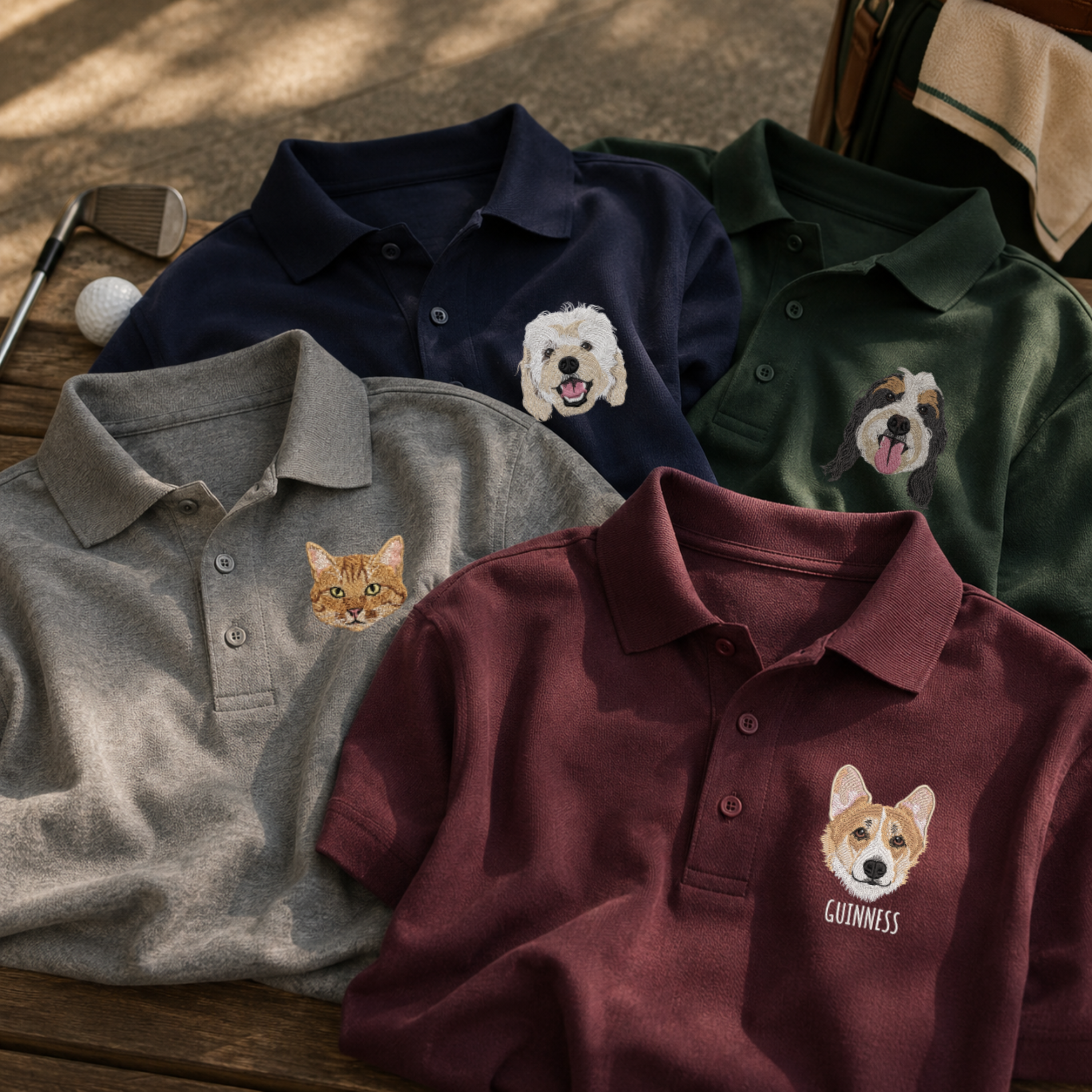 Custom Pet Portrait Embroidered Polo