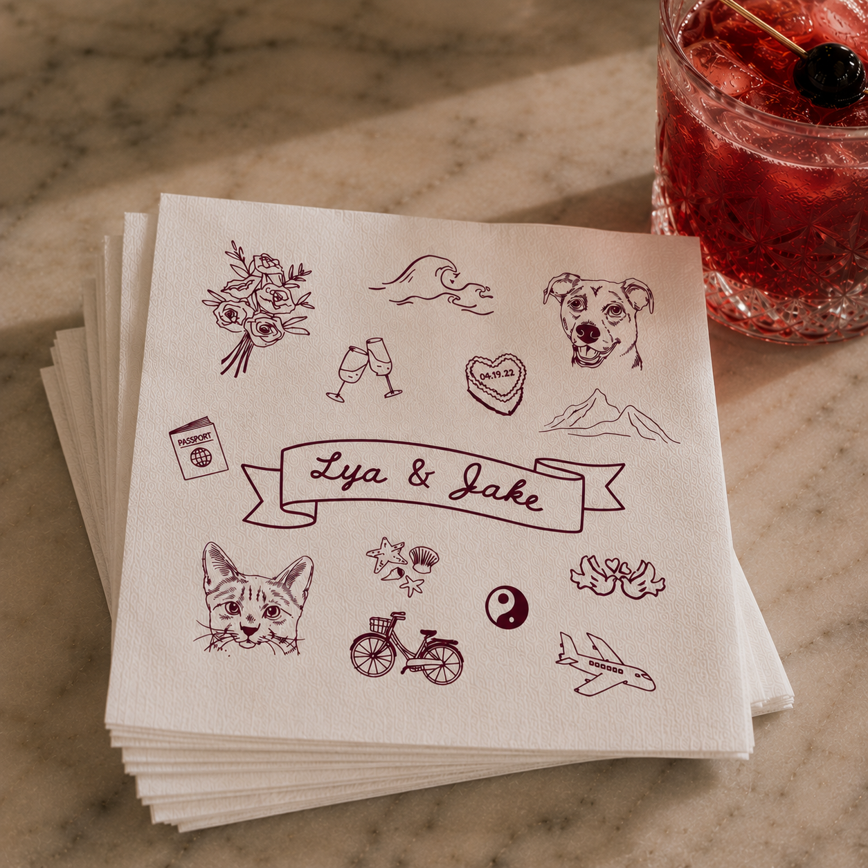 Custom Pet Portrait Doodle Napkins