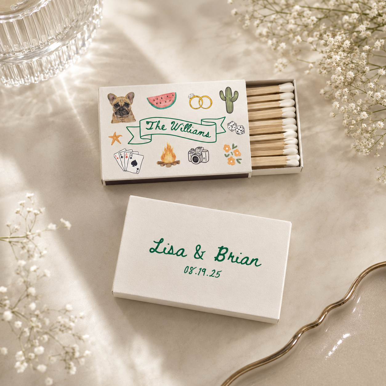 Custom Color Doodle Pet Portrait Matchboxes