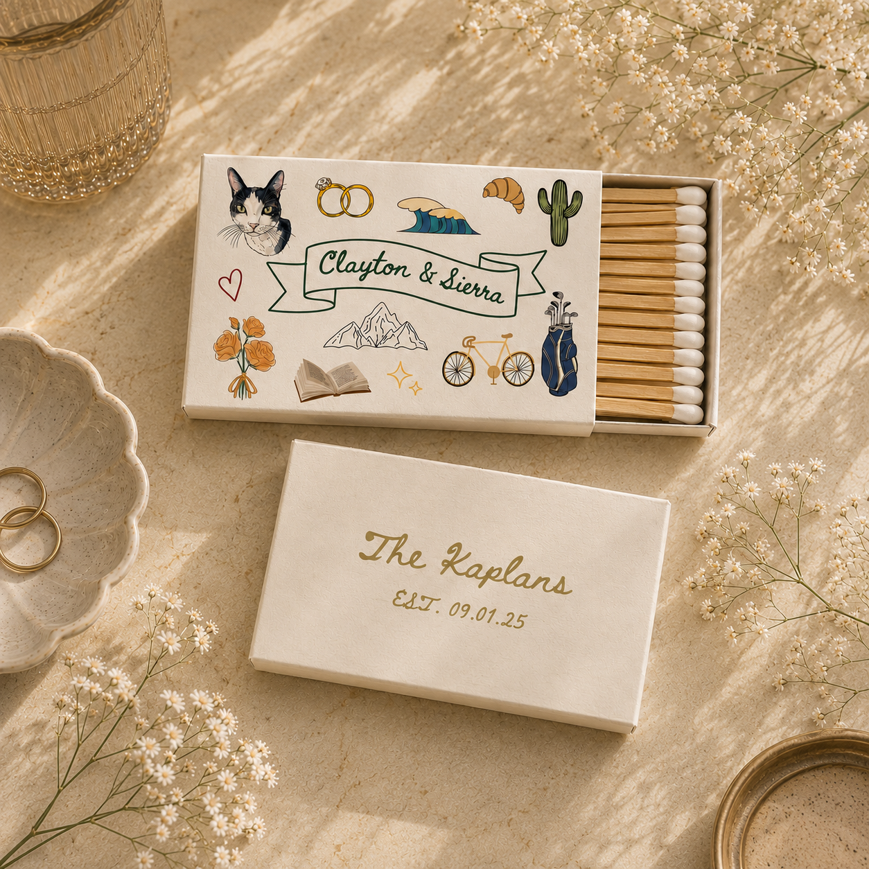 Custom Color Doodle Pet Portrait Matchboxes