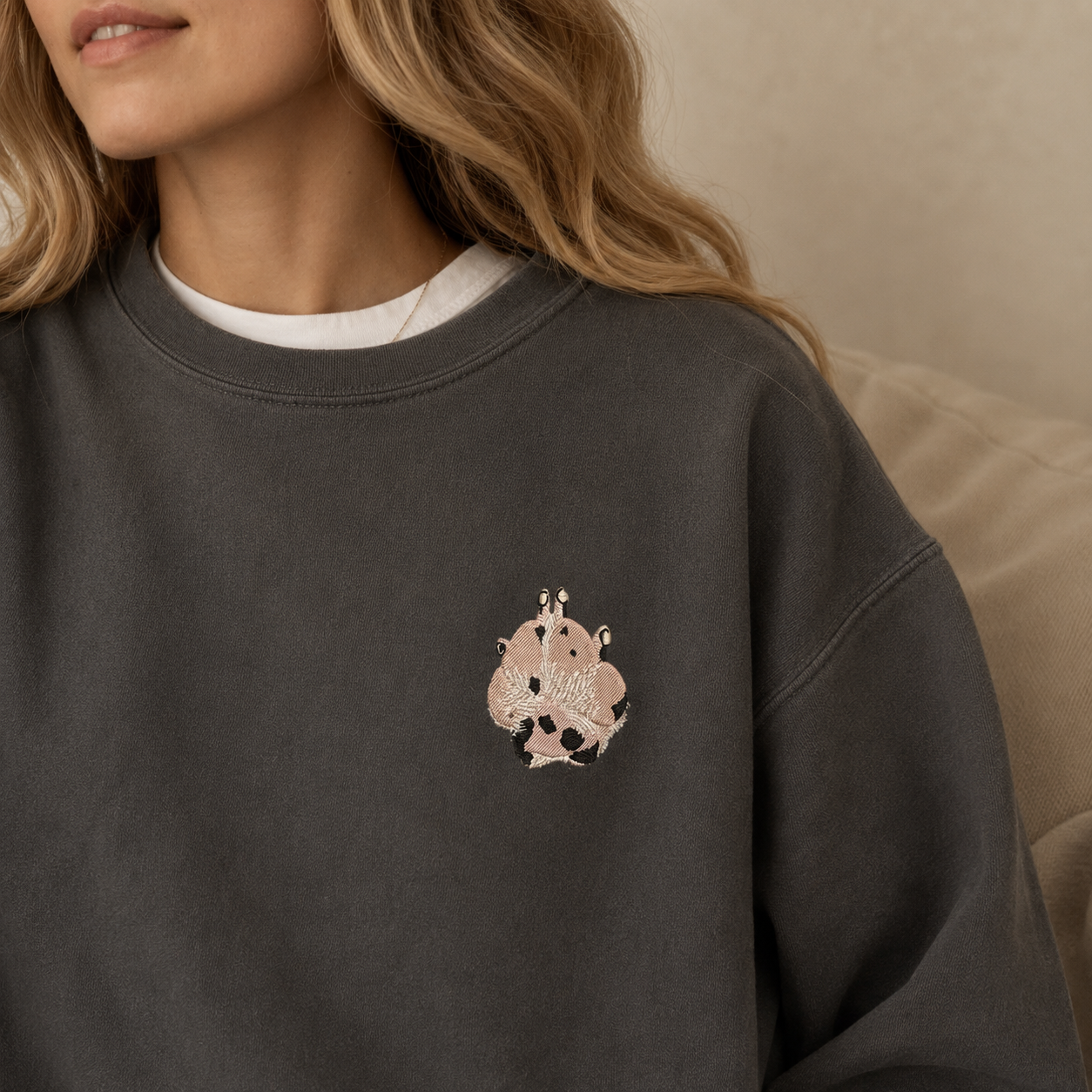 Custom Unisex Embroidered Pet Paw Portrait CC Sweatshirt