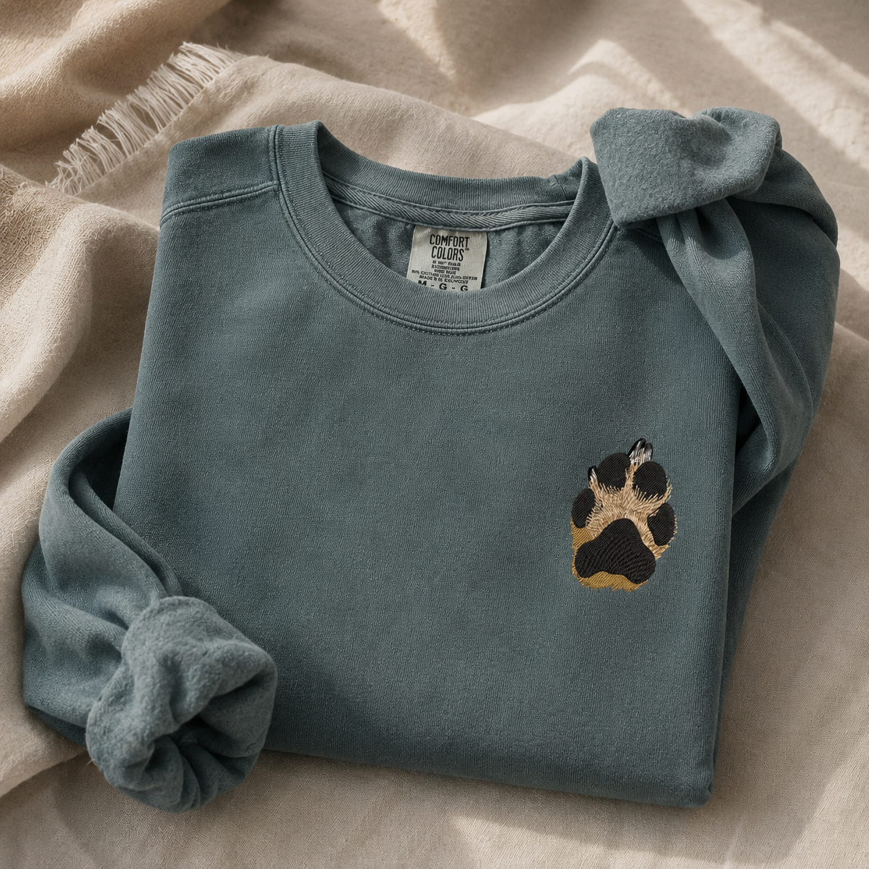 Custom Unisex Embroidered Pet Paw Portrait CC Sweatshirt
