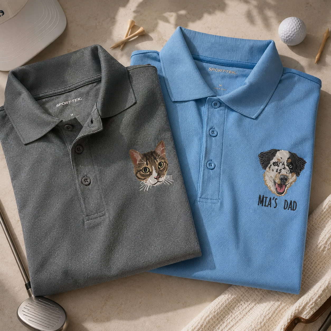 Custom Pet Portrait Embroidered Polo