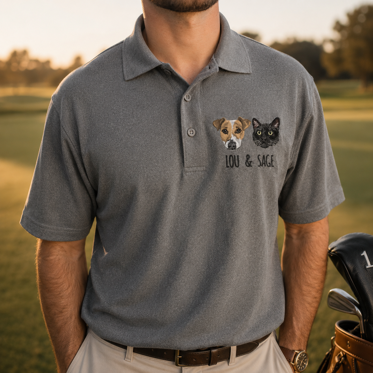 Custom Pet Portrait Embroidered Polo