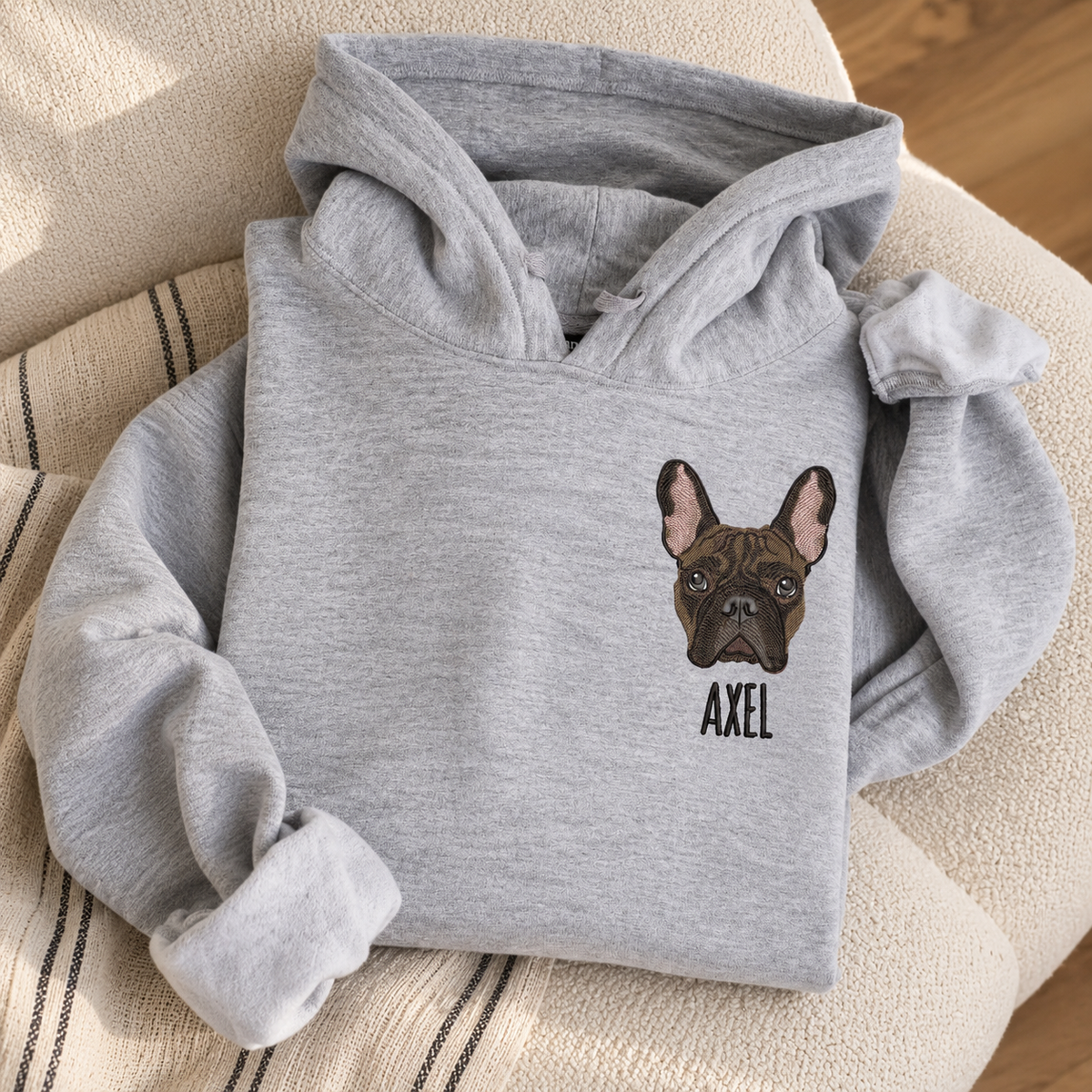 Custom Unisex Embroidered Pet Portrait Hoodie