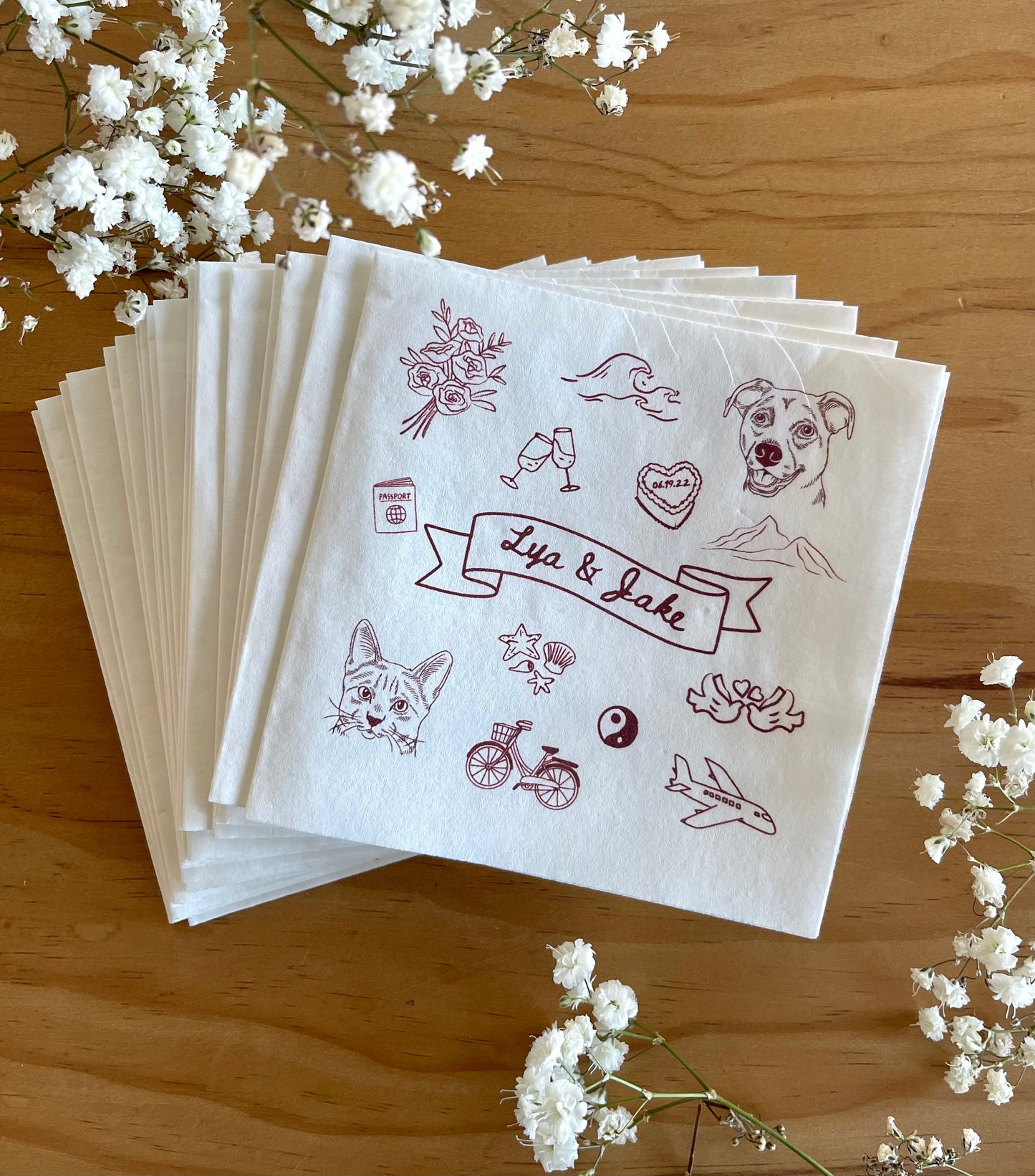 Custom Pet Portrait Doodle Napkins