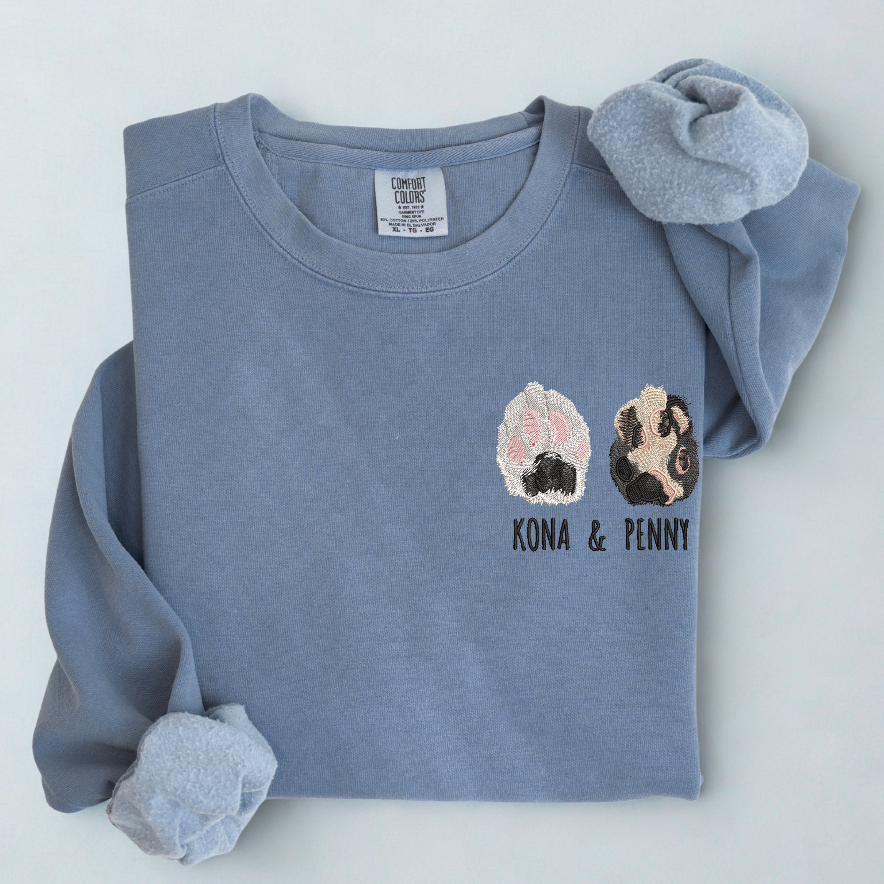 Custom Unisex Embroidered Pet Paw Portrait CC Sweatshirt