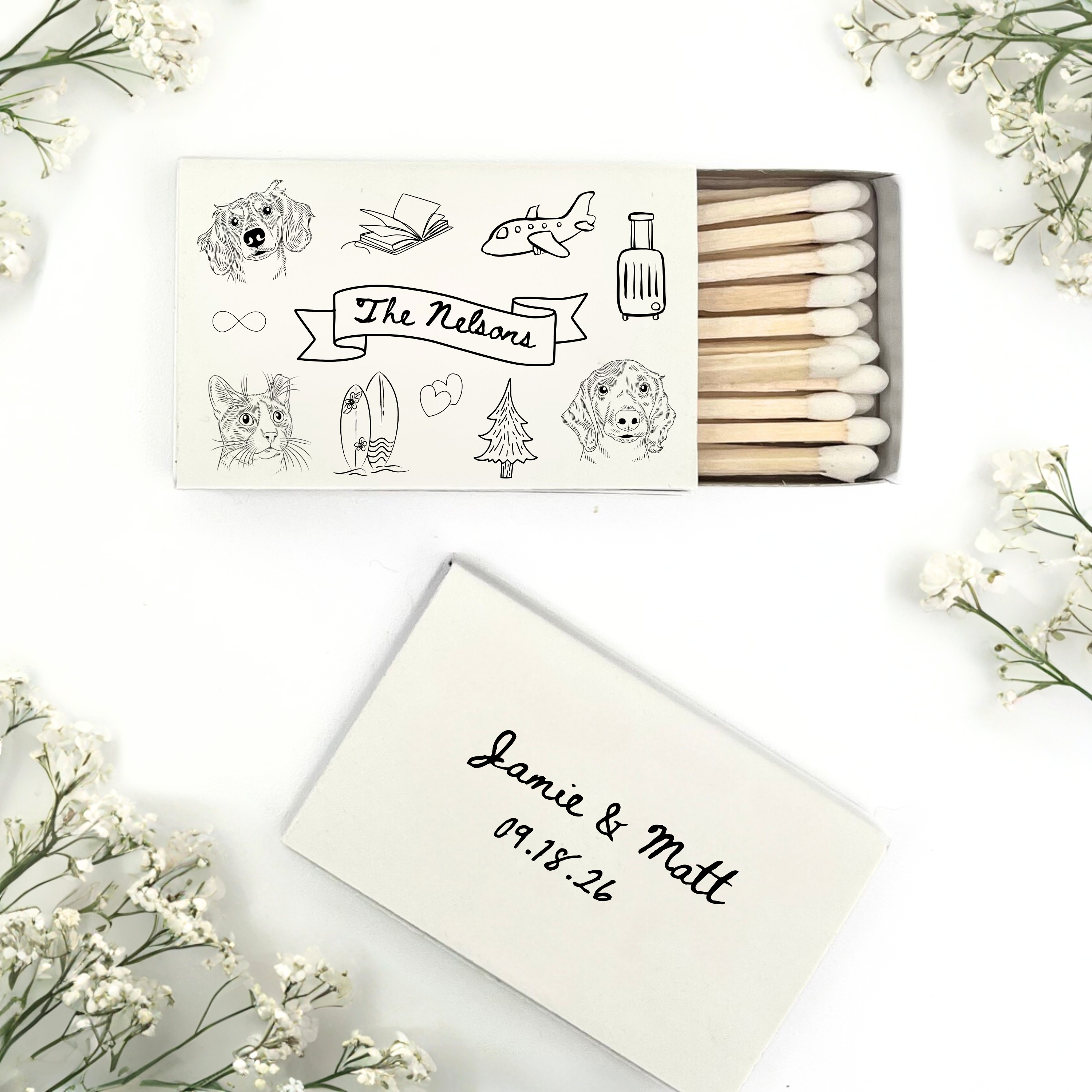 Custom Doodle Pet Portrait Matchboxes