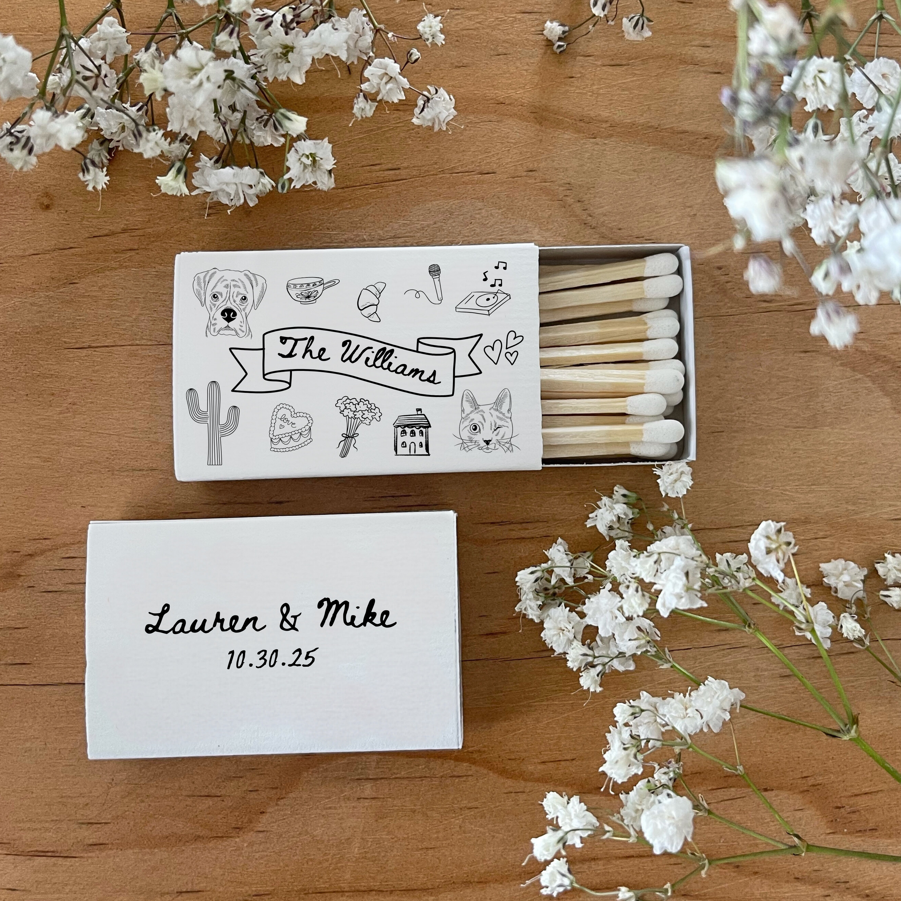 Custom Doodle Pet Portrait Matchboxes