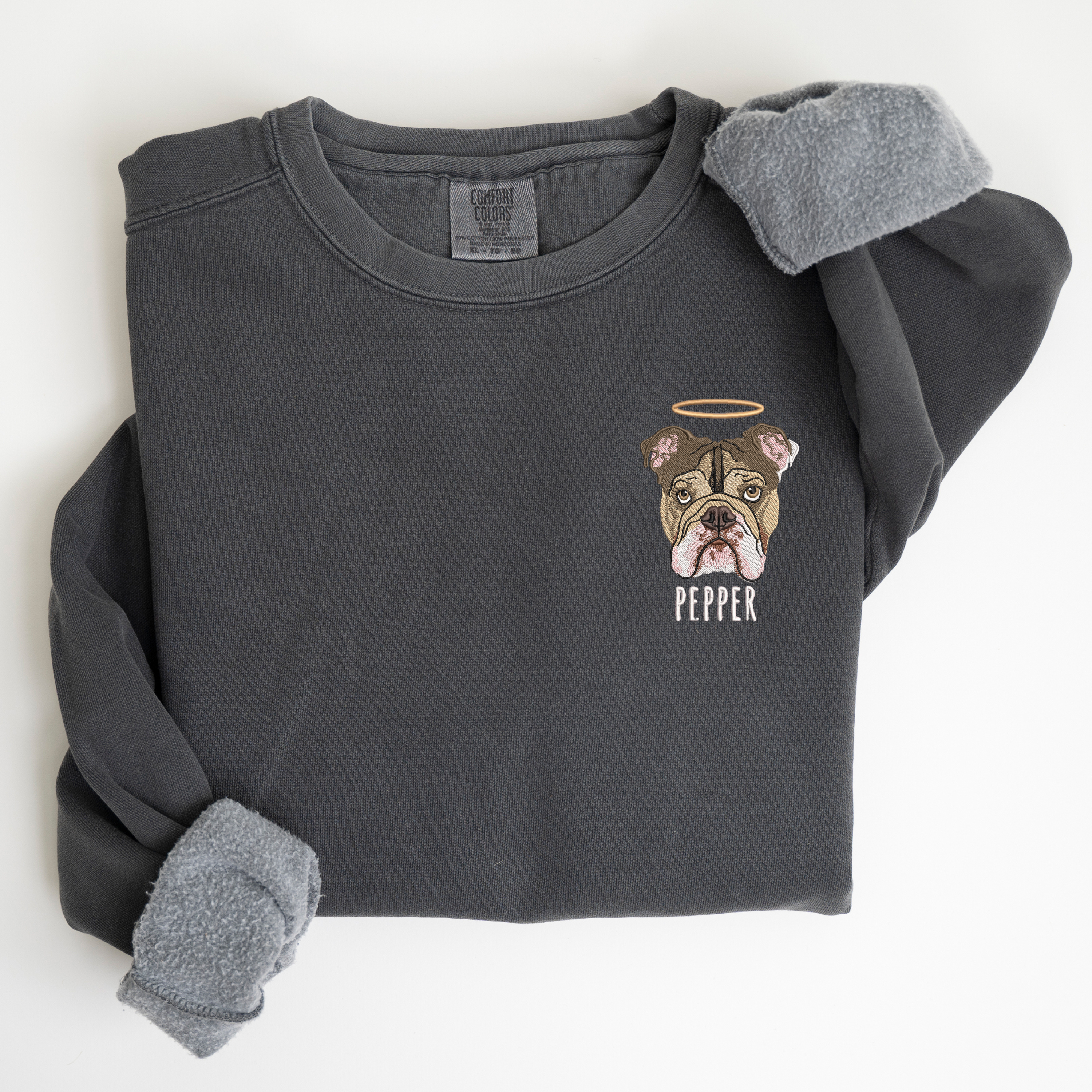 Custom Unisex Embroidered Memorial Pet Portrait Comfort Colors Sweatshirt