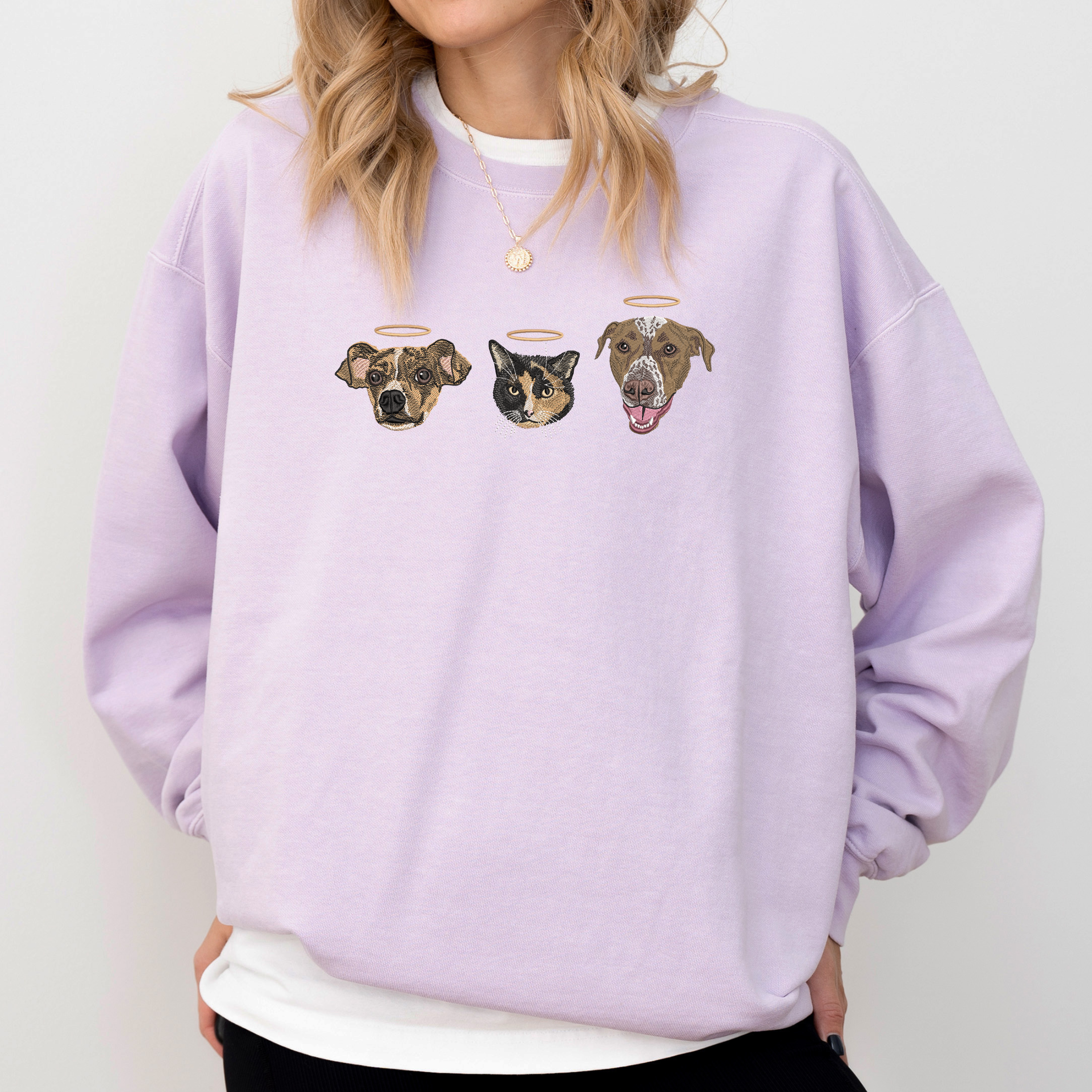 Custom Unisex Embroidered Memorial Pet Portrait Comfort Colors Sweatshirt