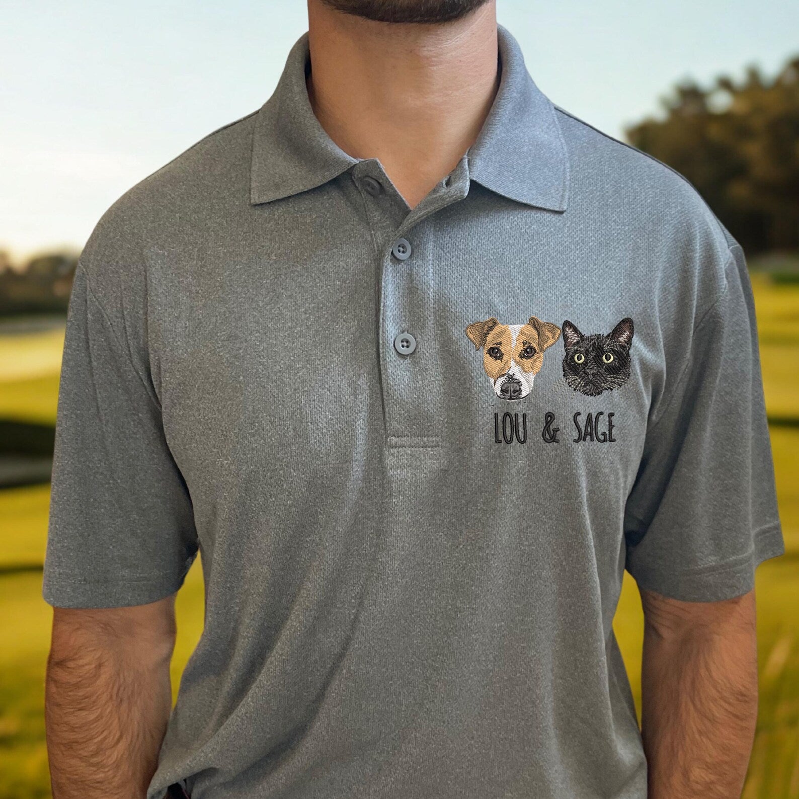 Custom Pet Portrait Embroidered Polo