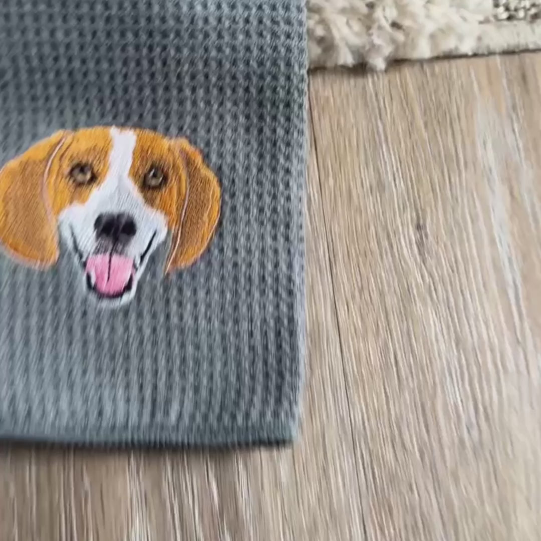 Custom Pet Portrait Embroidered Golf Towel