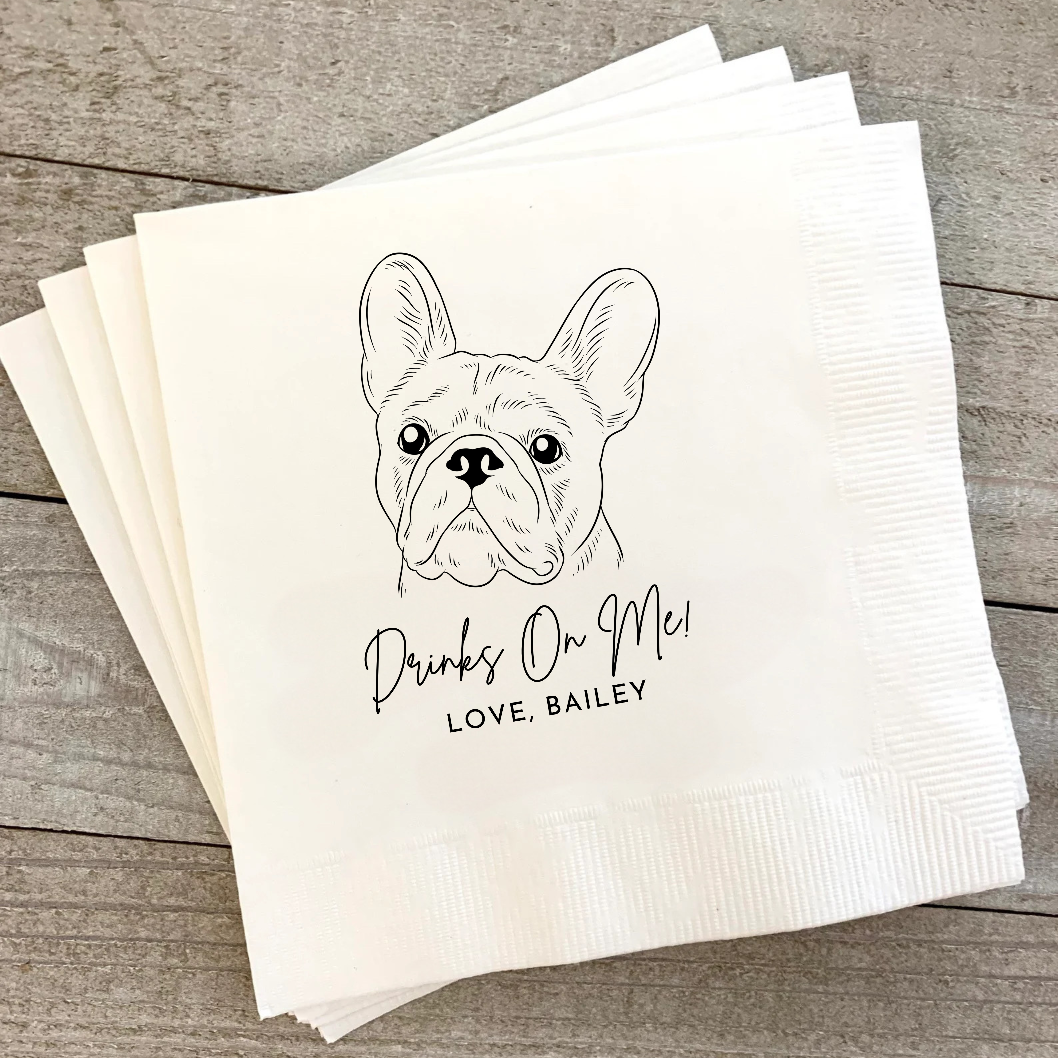 Custom Pet Portrait Cocktail Napkins