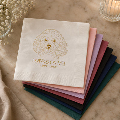 Custom Foil Pet Portrait Cocktail Napkins
