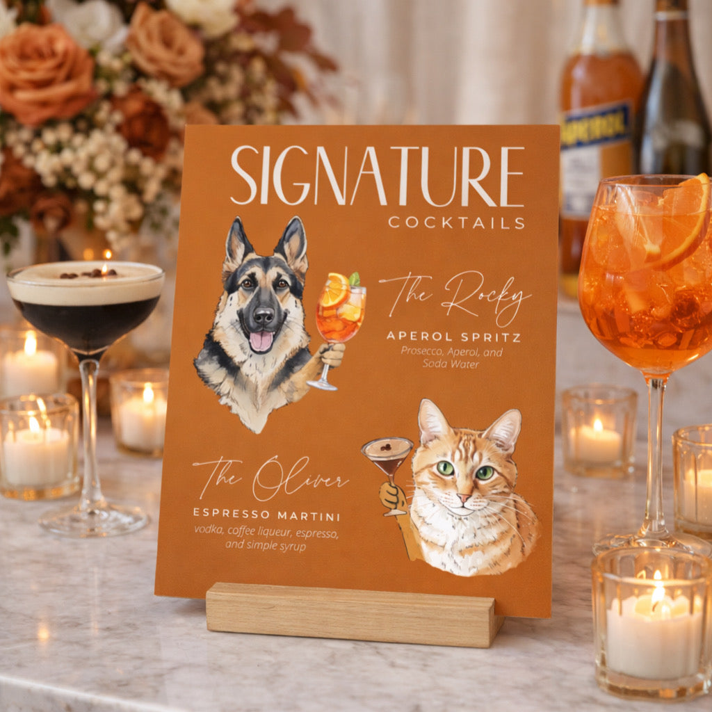 Custom Pet Portrait Signature Cocktail Sign