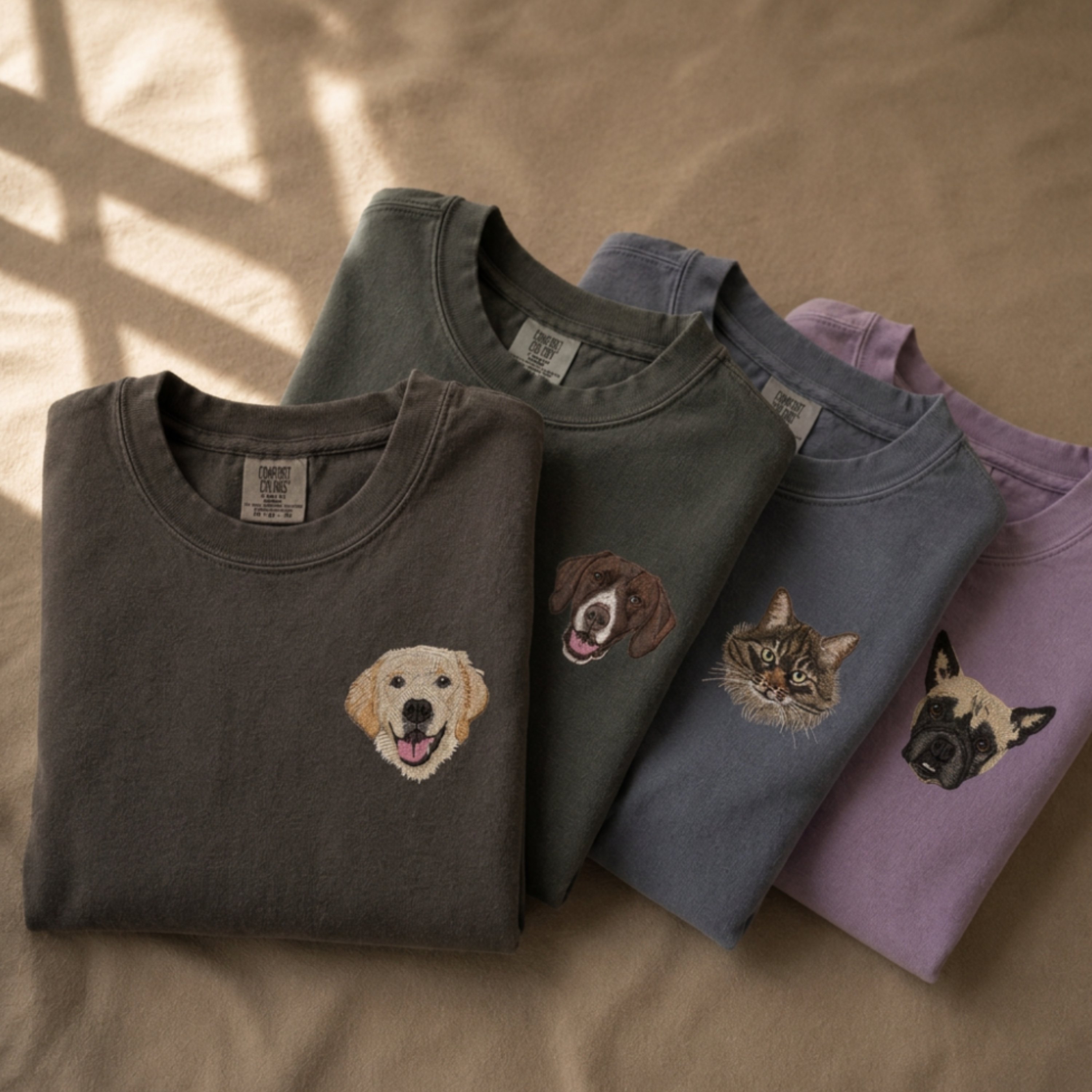 Custom Unisex Embroidered Pet Portrait Comfort Colors Sweatshirt