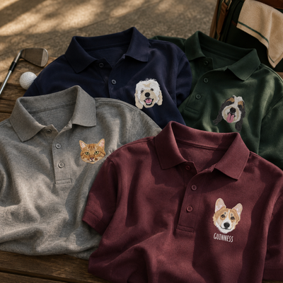 Custom Pet Portrait Embroidered Polo