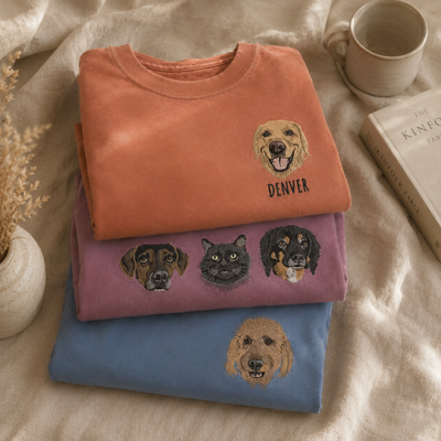 Custom Unisex Embroidered Pet Portrait Tee