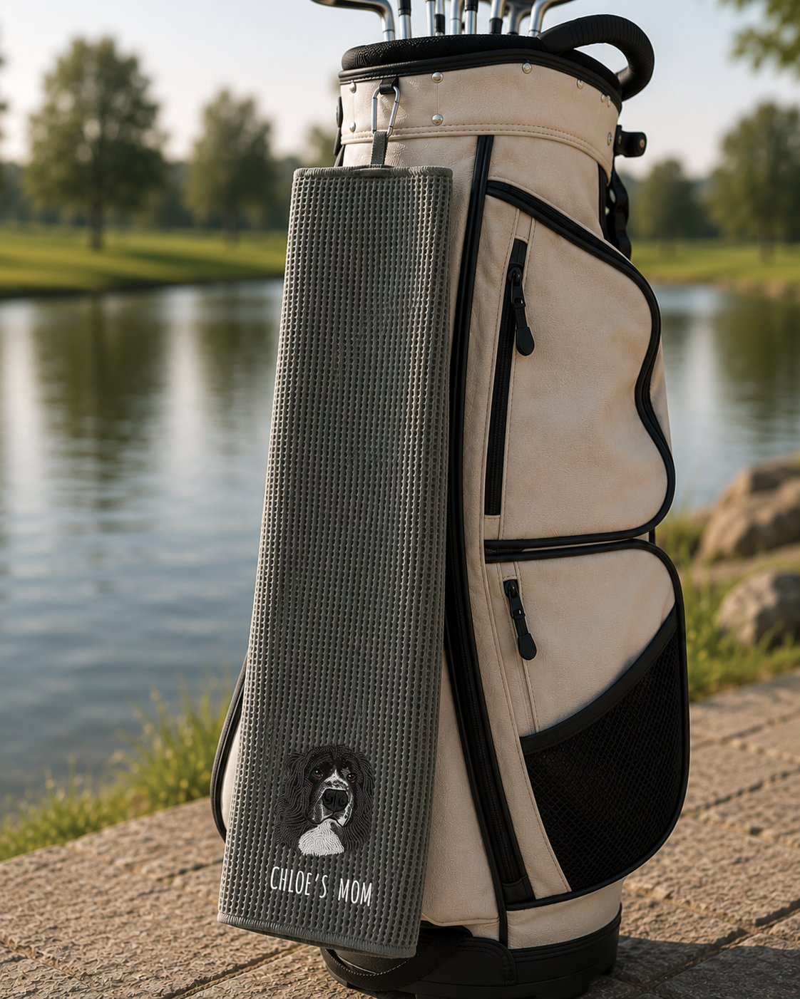 Custom Pet Portrait Embroidered Golf Towel