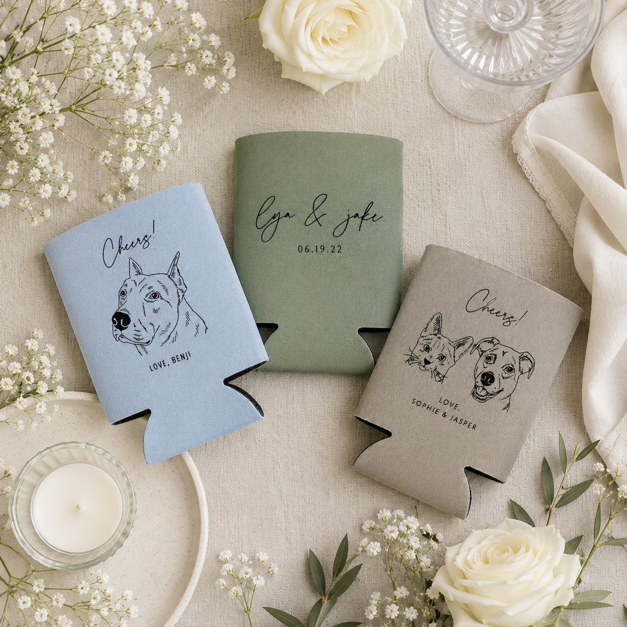 Custom Pet Portrait Can Coolers