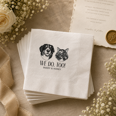 Custom Detailed Pet Portrait Cocktail Napkins
