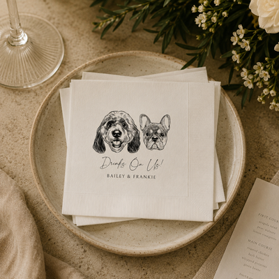 Custom Detailed Pet Portrait Cocktail Napkins