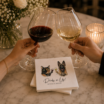 Custom Pet Portrait Full Color Cocktail Napkins