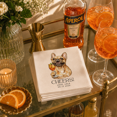 Custom Pet Portrait Full Color Cocktail Napkins