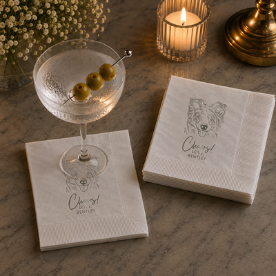 Custom Foil Pet Portrait Cocktail Napkins