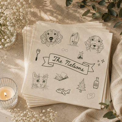 Custom Pet Portrait Doodle Napkins