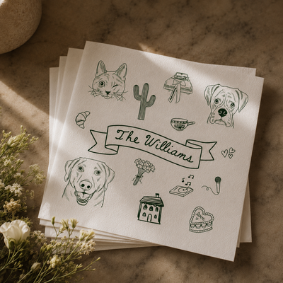 Custom Pet Portrait Doodle Napkins