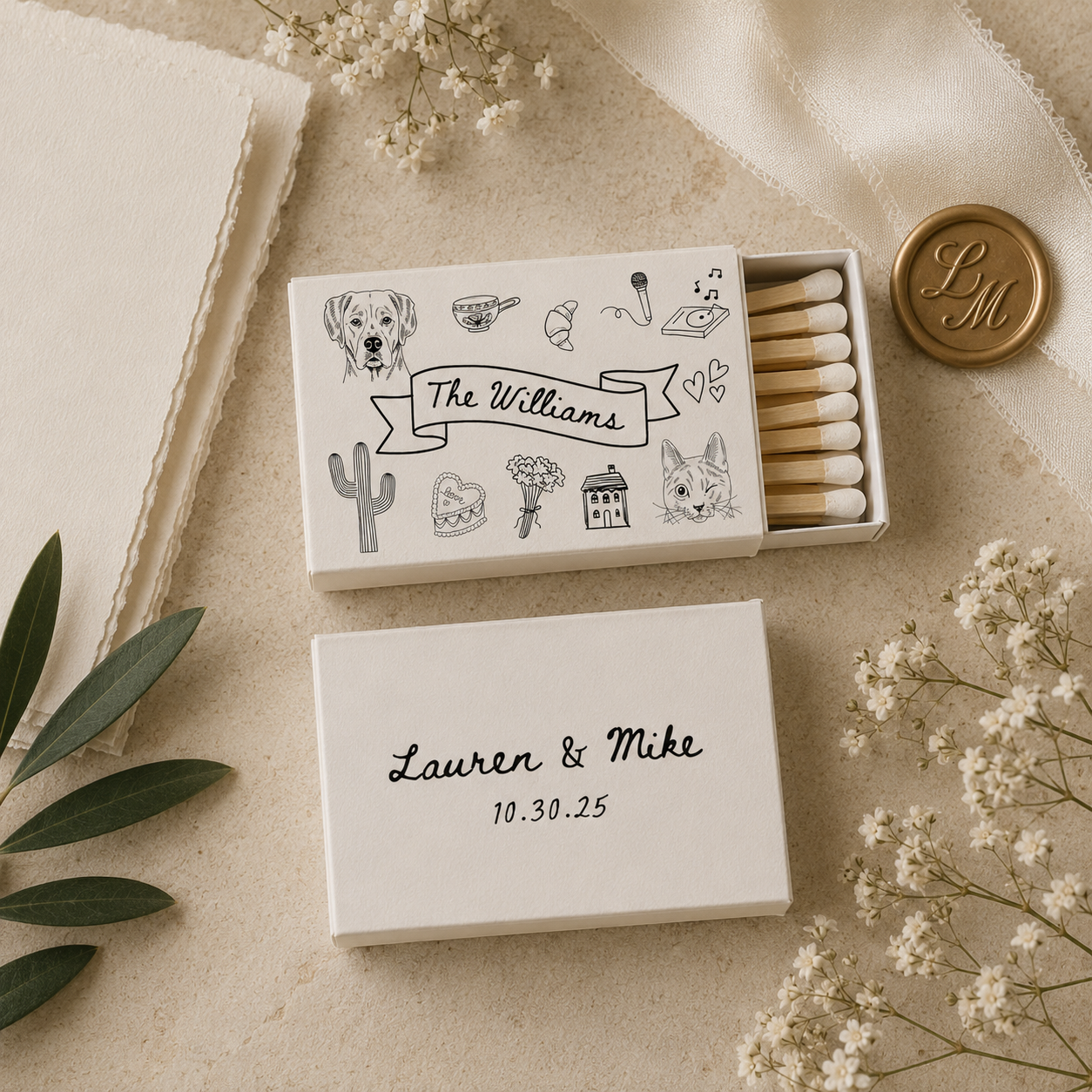 Custom Doodle Pet Portrait Matchboxes