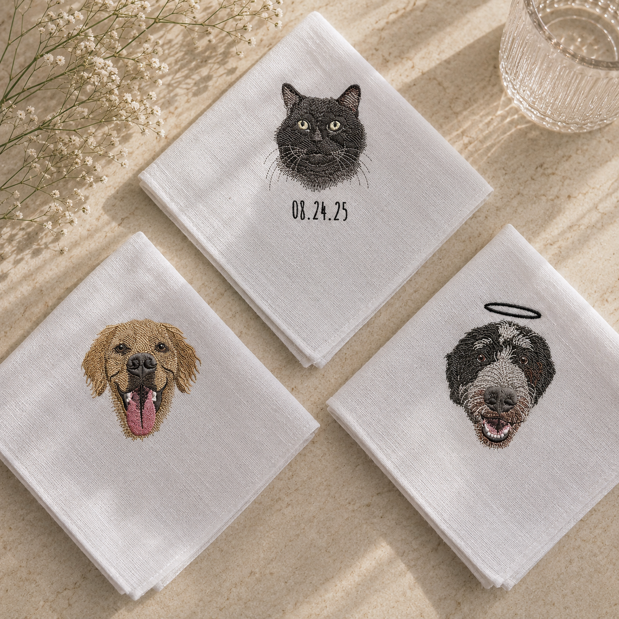 Custom Embroidered Pet Pocket Square