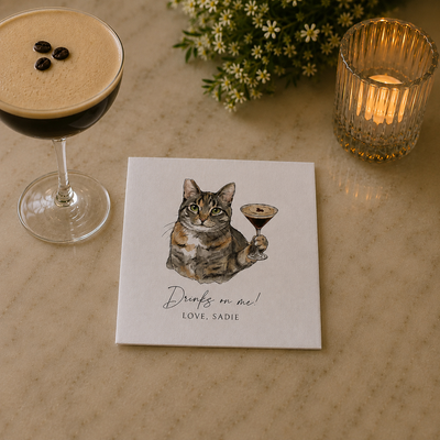 Custom Pet Portrait Full Color Cocktail Napkins