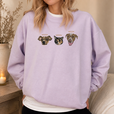 Custom Unisex Embroidered Memorial Pet Portrait Comfort Colors Sweatshirt