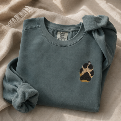 Custom Unisex Embroidered Pet Paw Portrait CC Sweatshirt