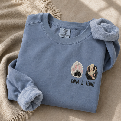 Custom Unisex Embroidered Pet Paw Portrait CC Sweatshirt