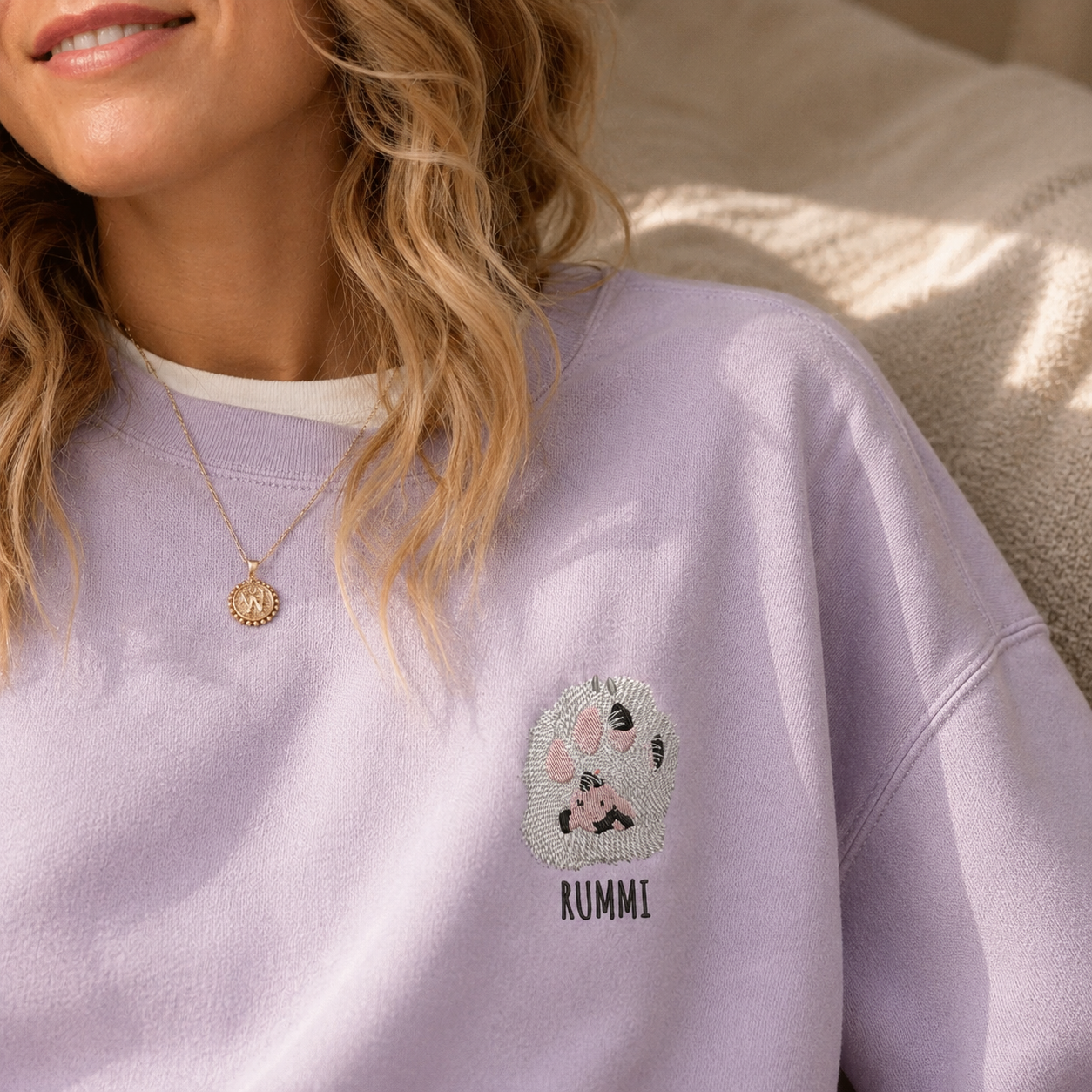 Custom Unisex Embroidered Pet Paw Portrait CC Sweatshirt