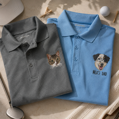 Custom Pet Portrait Embroidered Polo