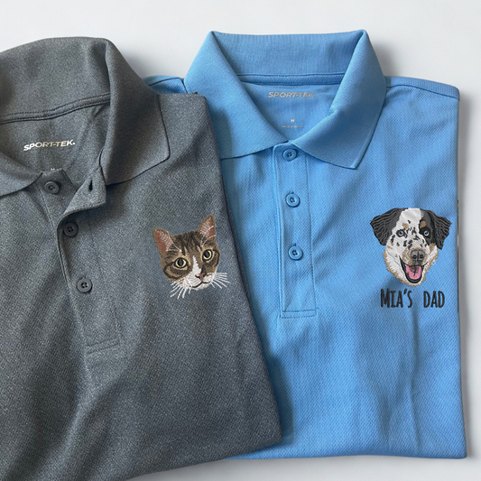 Custom Pet Portrait Embroidered Polo