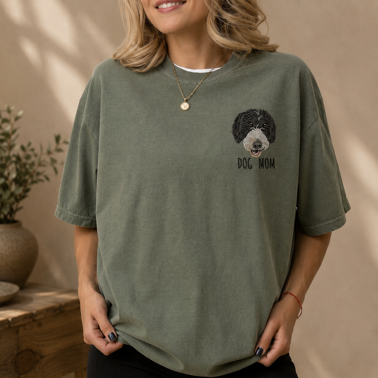 Custom Unisex Embroidered Pet Portrait Tee