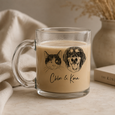 Custom Pet Portrait Glass Mug