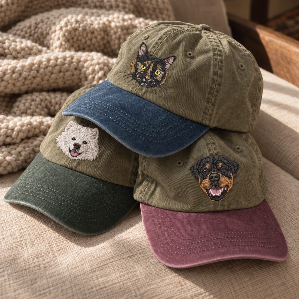 Custom Pet Embroidered Two Toned Hat