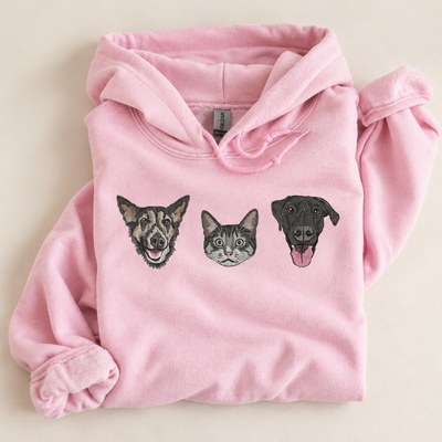 Custom Unisex Embroidered Pet Portrait Hoodie
