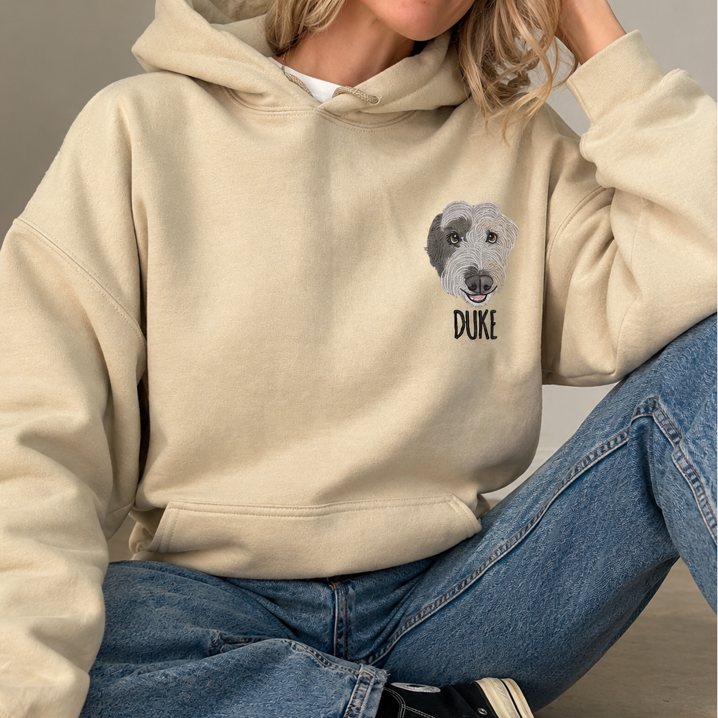 Custom Unisex Embroidered Pet Portrait Hoodie