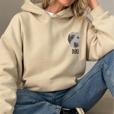 Custom Unisex Embroidered Pet Portrait Hoodie
